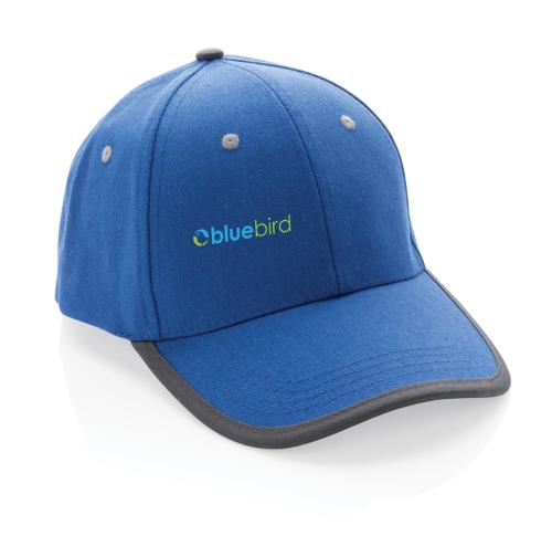 Eco Branded Brushed Recycled Cotton 6 Panel Contrast Baseball Cap 280gr Impact AWARE™ - Blue