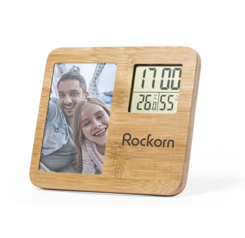 Bamboo Photo Frame Weather Station & Clock