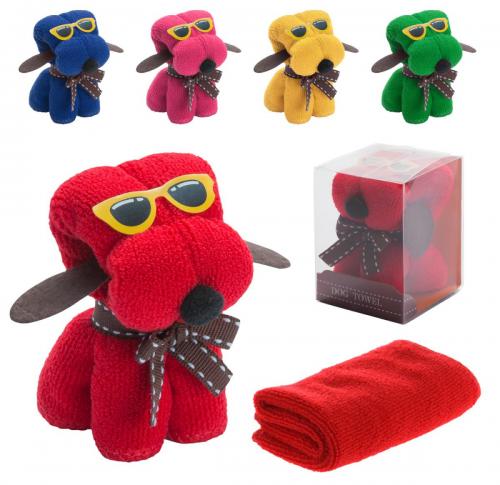 Microfibre Mini Towel Folded Into A Novelty Dog Shape Gift Boxed