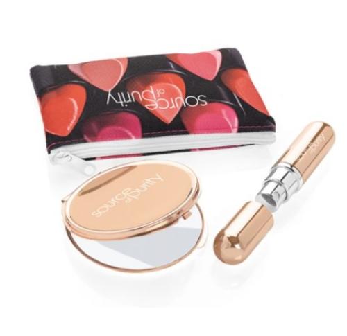 Rose Gold Handbag Essentials Set, Compact Mirror, Perfume Atomiser