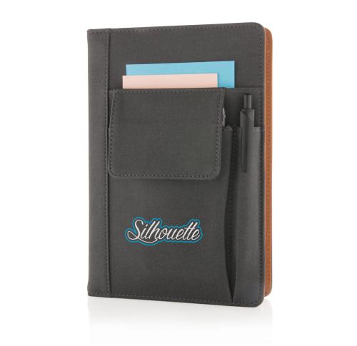 Notebook with phone pocket