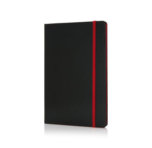 Deluxe Hardcover A5 Notebook With Coloured Side - Red