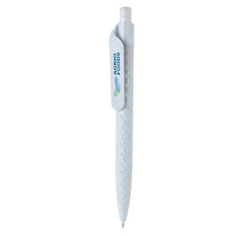 Promotional Printed Eco Wheat Straw Pen Pale Blue