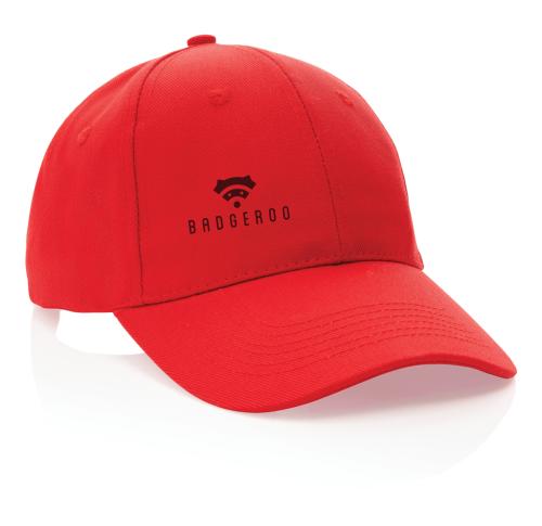 Embroidered Recycled Cotton Baseball Cap Impact 6 Panel 280gr With AWARE™ Tracer - Red