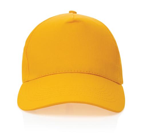 Branded Eco Recycled Cotton Cap With AWARE™ Tracer Impact 5 Panel 190gr - Yellow