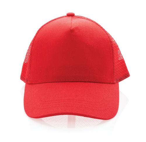 Eco Promotional Brushed Rcotton Baseball Trucker Cap  5 Panel 190gr Impact AWARE™ - Red