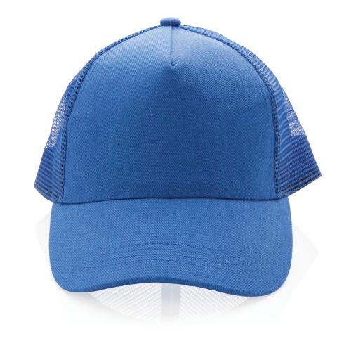 Eco Branded Brushed Recycled Cotton Baseball Trucker Cap 5 Panel 190gr Impact AWARE™ - Blue