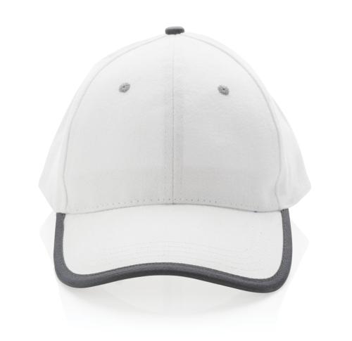 Eco Branded Brushed Recycled Cotton Baseball Caps280gr 6 Panel Contrast Impact AWARE™ - White
