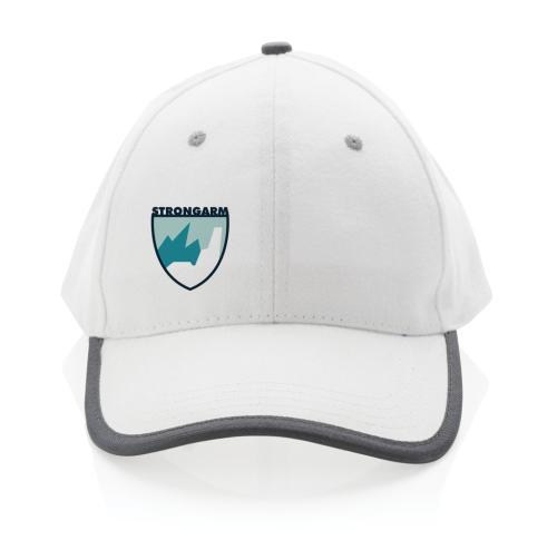 Eco Branded Brushed Recycled Cotton Baseball Caps280gr 6 Panel Contrast Impact AWARE™ - White