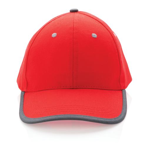 Eco Branded Brushed Recycled Cotton Baseball Cap 280gr 6 Panel Contrast Impact AWARE™ - Red