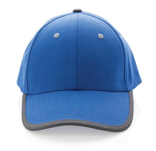 Eco Branded Brushed Recycled Cotton 6 Panel Contrast Baseball Cap 280gr Impact AWARE™ - Blue