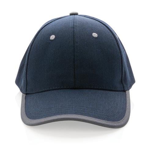 Brushed Recycled Cotton 6 Panel Contrast Baseball Cap 280gr Impact AWARE™ Navy Blue