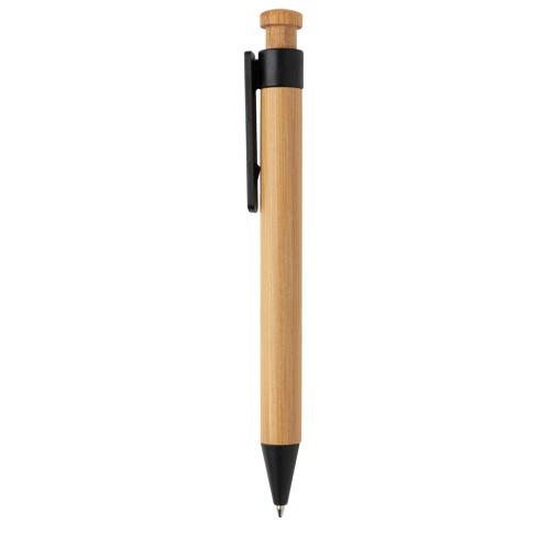 Custom Eco Bamboo Pen With Wheatstraw Clip Black