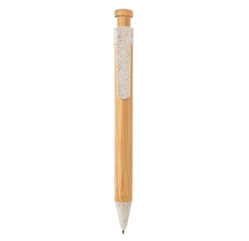 Promotional Eco Bamboo Pen With Wheatstraw Clip White
