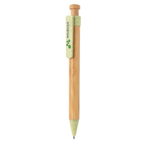 Bamboo pen with wheatstraw clip