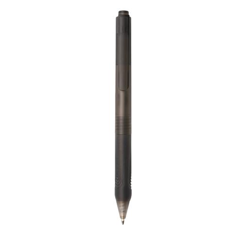 Printed Logo Black Frosted Pen With Silicone Grip X9