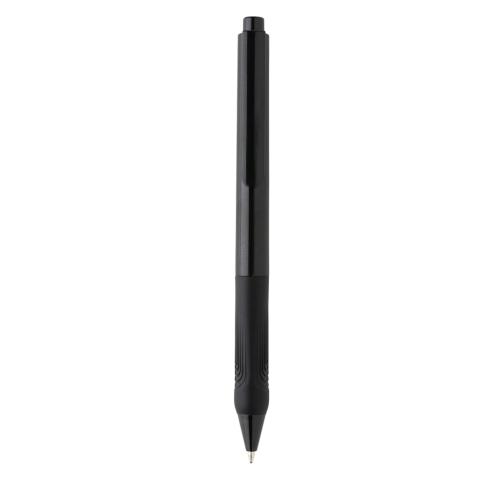 Promotional Printed Pen With Silicone Grip X9 Solid Black