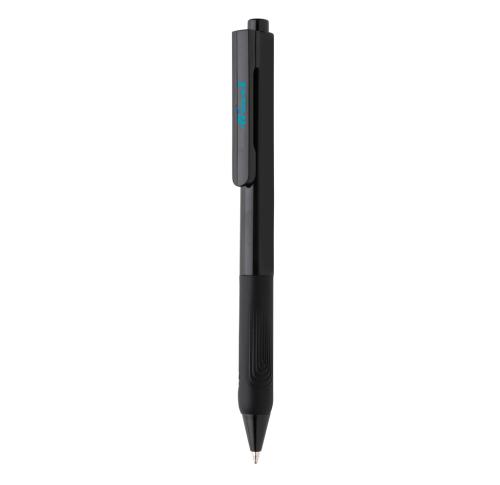 Promotional Printed Pen With Silicone Grip X9 Solid Black