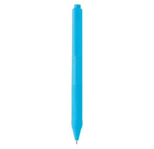 Custom Printed X9 Solid Pen With Silicone Grip Blue