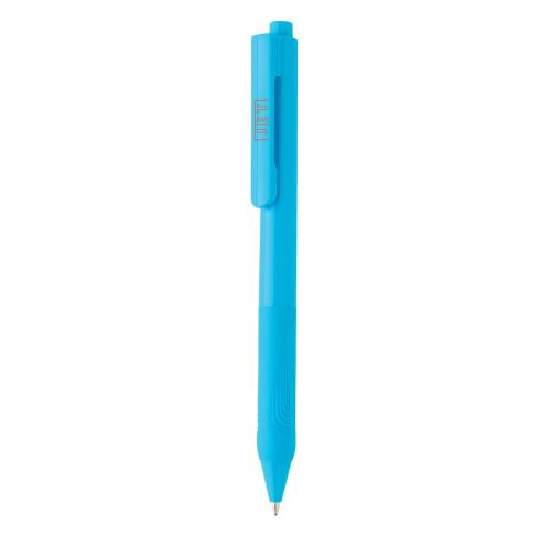 Custom Printed X9 Solid Pen With Silicone Grip Blue