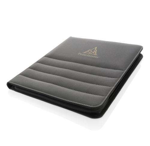 Branded  Recycled Eco A4 Portfolios With Zipper Impact AWARE™ RPET Anthracite 