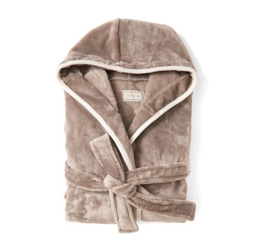 Branded Eco Luxury Plush Fleece RPET Bath Robe Size S-M Mink Brown