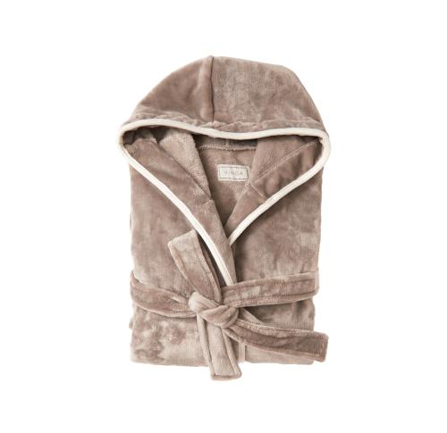 Embroidered Luxury Plush Fleece RPET Dressing Robe Size L-XL VINGA Louis Mink Brown