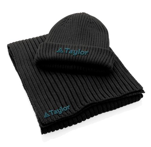 Branded Knitted Scarf 180 X 25cm Impact AWARE™ Polylana® Black