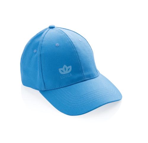 Embroidered Recycled Cotton Baseball Cap With AWARE™ Tracer Impact 6 Panel 280gr Blue