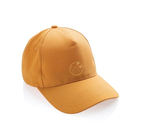 Branded Recycled Cotton Baseball Cap With AWARE™ Tracer Impact 5panel 280gr Orange