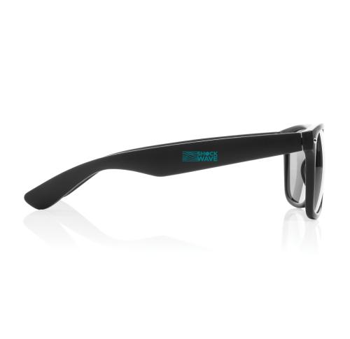 Printed Logo Eco GRS Recycled Plastic Sunglasses - Black