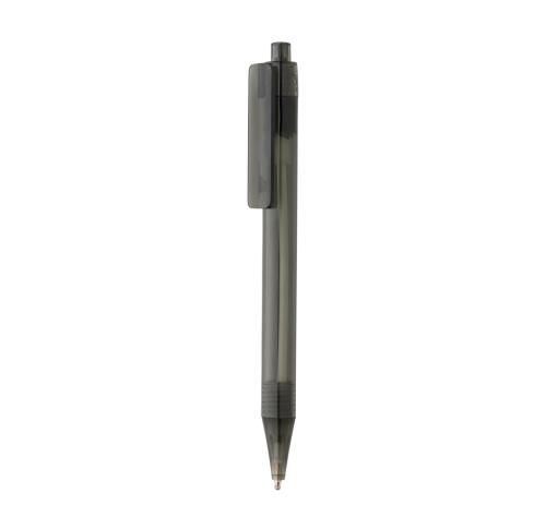 Recycled Branded Transparent Pen GRS RPET X8 Black