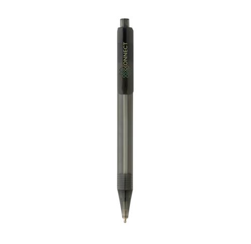 Recycled Branded Transparent Pen GRS RPET X8 Black