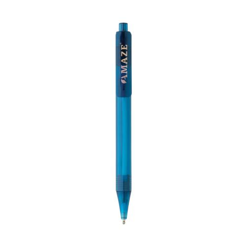 Printed Recycled Transparent Pen GRS RPET X8 Blue