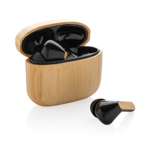 RCS recycled plastic & bamboo TWS earbuds Brown
