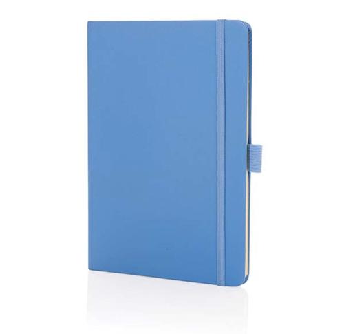 Promotional Branded A5 Recycled  Bonded Leather Classic Notebooks Sam A5 RCS Certified Sky Blue