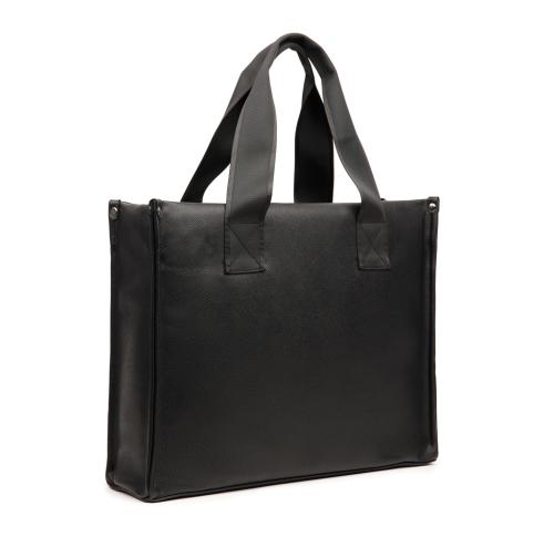 Zippered Recycled PU Tote Bag Black VINGA Bermond RCS 