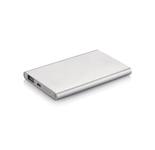 Customised 4000 MAh Slim Powerbanks - Silver