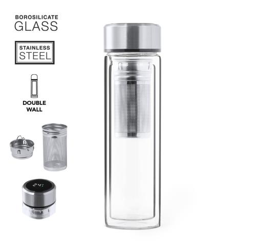 High Quality Thermal Glass Bottle 390ml Vacuum Flask Temperature Gauge Bekins