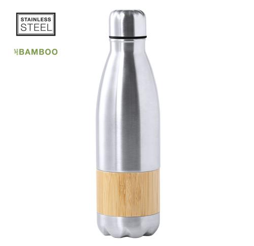 Stainless Steel Chilly Style Bottle Bamboo Finish 750ml