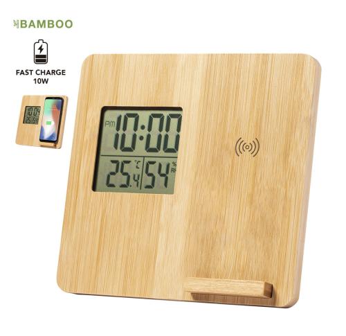 Bamboo Weather Station & Wireless Charger Fiory