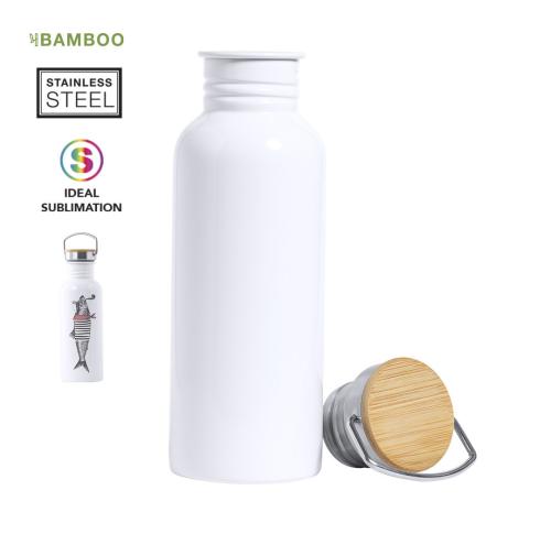 Printed Stainless Steel Sublimation Retro Full Colour Sports Water Bottles Bamboo Lid