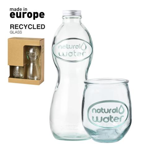 Recycled 1 Litre Glass Water Bottle & Matching 400ml Glasses Set