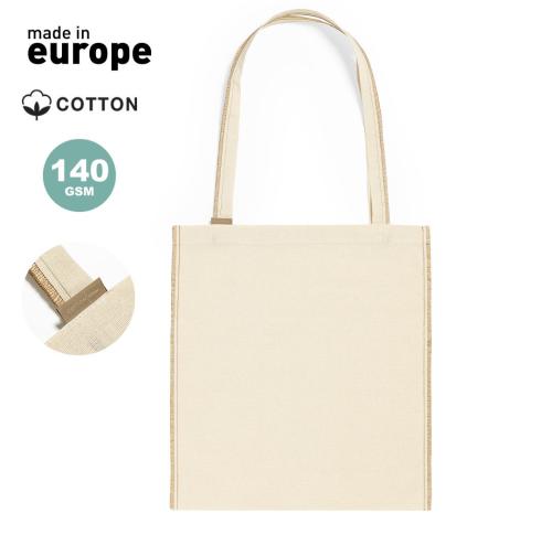 100% Cotton Tote Bag Contrasting Trim Long Handles 