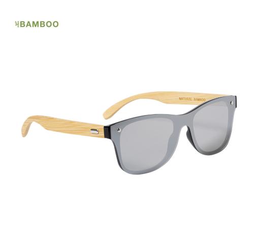 Custom Logo Bamboo Arms Sunglasses Black Frame Mirror Lenses