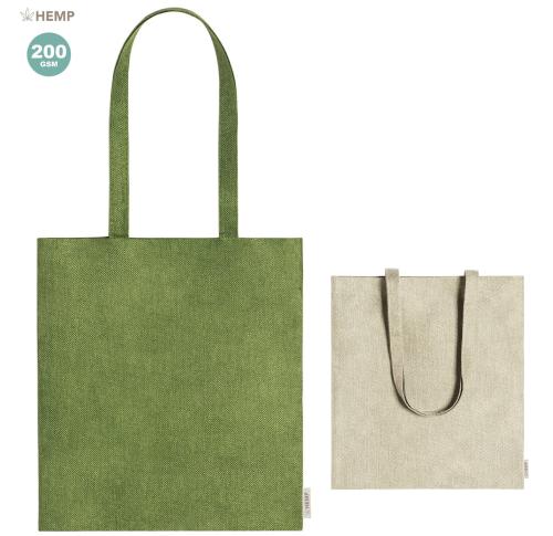 Custom Printed Tote Bags 100% Hemp Long Handles Green Or Natural