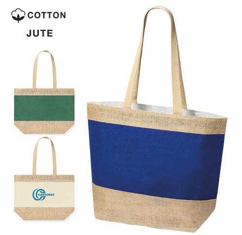 Custom Printed Colourful Laminated Jute & Cotton Shopper Tote Bags Long Handles