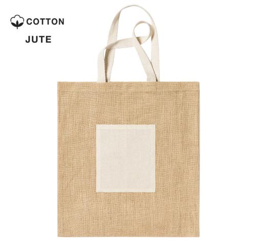Printed Jute Tote Bags Cotton Pocket Long Handles Bag Flobux