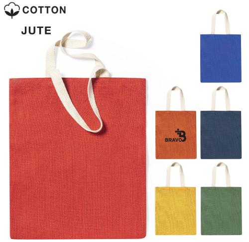 Branded Jute Bags Coloured Jute Cotton Medium Handles 