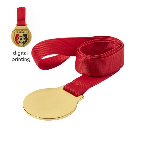 Metal Medal Red Polyester Ribbon Full Colour Digital Print
